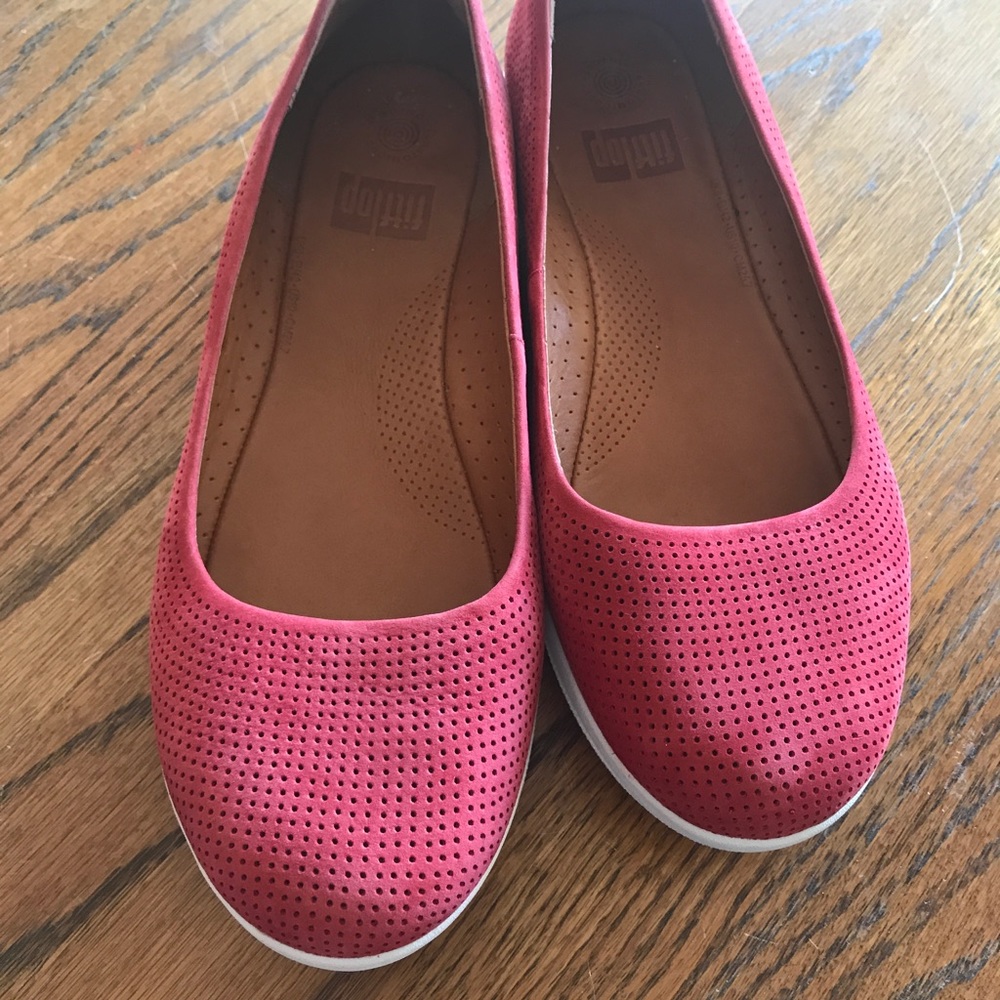 Fitflop size 10 red slip ons